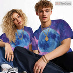 Cosmic Moon Space Graphic Art 3D Pattern Printed Casual Unisex T-Shirt Tops Style