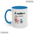 Mother And Ducklings Illustration Animal Art Two Tone Ceramic Accent Mug For Nature Fan