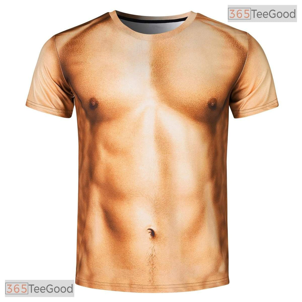 Shredded Fake Abs Muscle Chest Costume Novelty 3D Printed Casual Unisex Shirt
