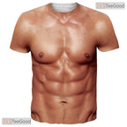 Realistic Fake Abs Muscle Chest Costume Novelty 3D Printed Casual Unisex Tee