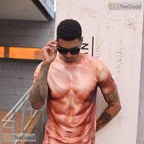 Realistic Fake Abs Muscle Chest Costume Novelty 3D Printed Casual Unisex Tee