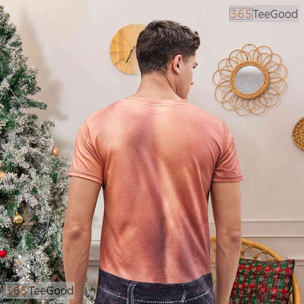 Shredded Fake Abs Muscle Chest 3D Novelty Costume Graphic Tee Men Women