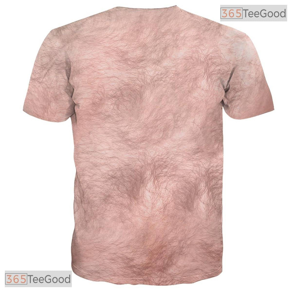 Funny Brown Muscle Chest Fake Abs 3D Graphic Print Casual Unisex Tee Shirt