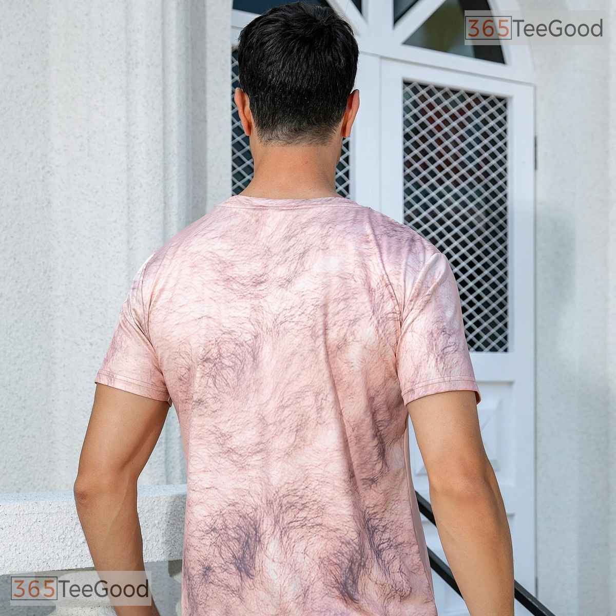 Funny Brown Muscle Chest Fake Abs 3D Graphic Print Casual Unisex Tee Shirt