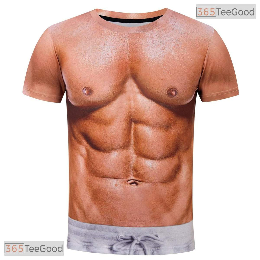 Funny Hairy Chest Muscle Costume Novelty 3D Printed Casual Unisex Tee Shirts
