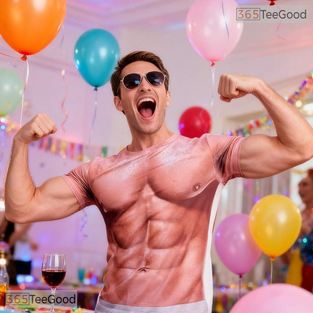 Funny Hairy Chest Muscle Costume Novelty 3D Printed Casual Unisex Tee Shirts