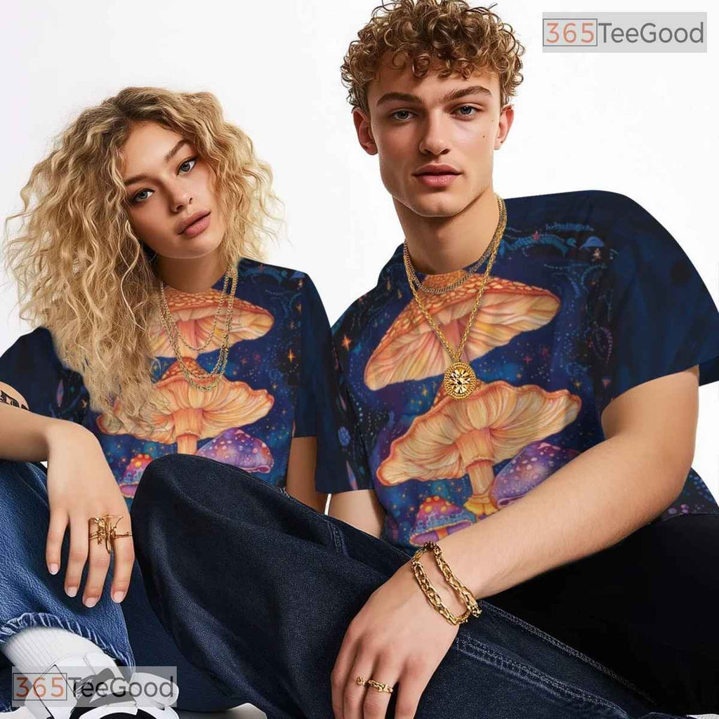 Magical Mushroom Nature Graphic 3D Pattern Printed Casual Unisex T-Shirt Styles