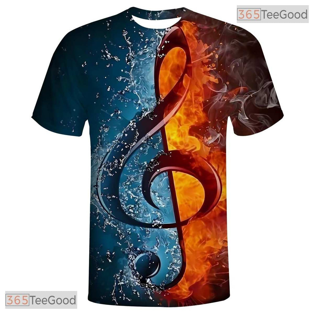Music Notes Basketball Graphic Art 3D Printed Short Sleeve Unisex T-Shirt Tops Fun