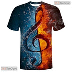 Music Notes Basketball Graphic Art 3D Printed Short Sleeve Unisex T-Shirt Tops Fun
