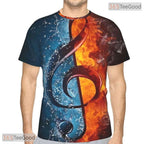 Music Notes Basketball Graphic Art 3D Printed Short Sleeve Unisex T-Shirt Tops Fun