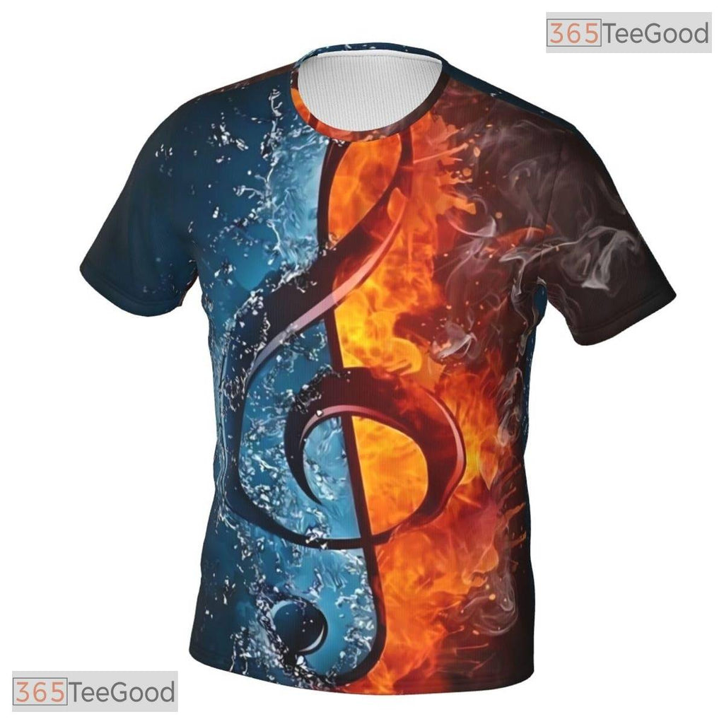 Music Notes Basketball Graphic Art 3D Printed Short Sleeve Unisex T-Shirt Tops Fun