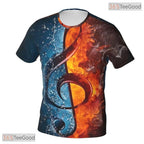 Music Notes Basketball Graphic Art 3D Printed Short Sleeve Unisex T-Shirt Tops Fun