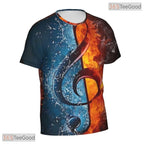 Music Notes Basketball Graphic Art 3D Printed Short Sleeve Unisex T-Shirt Tops Fun