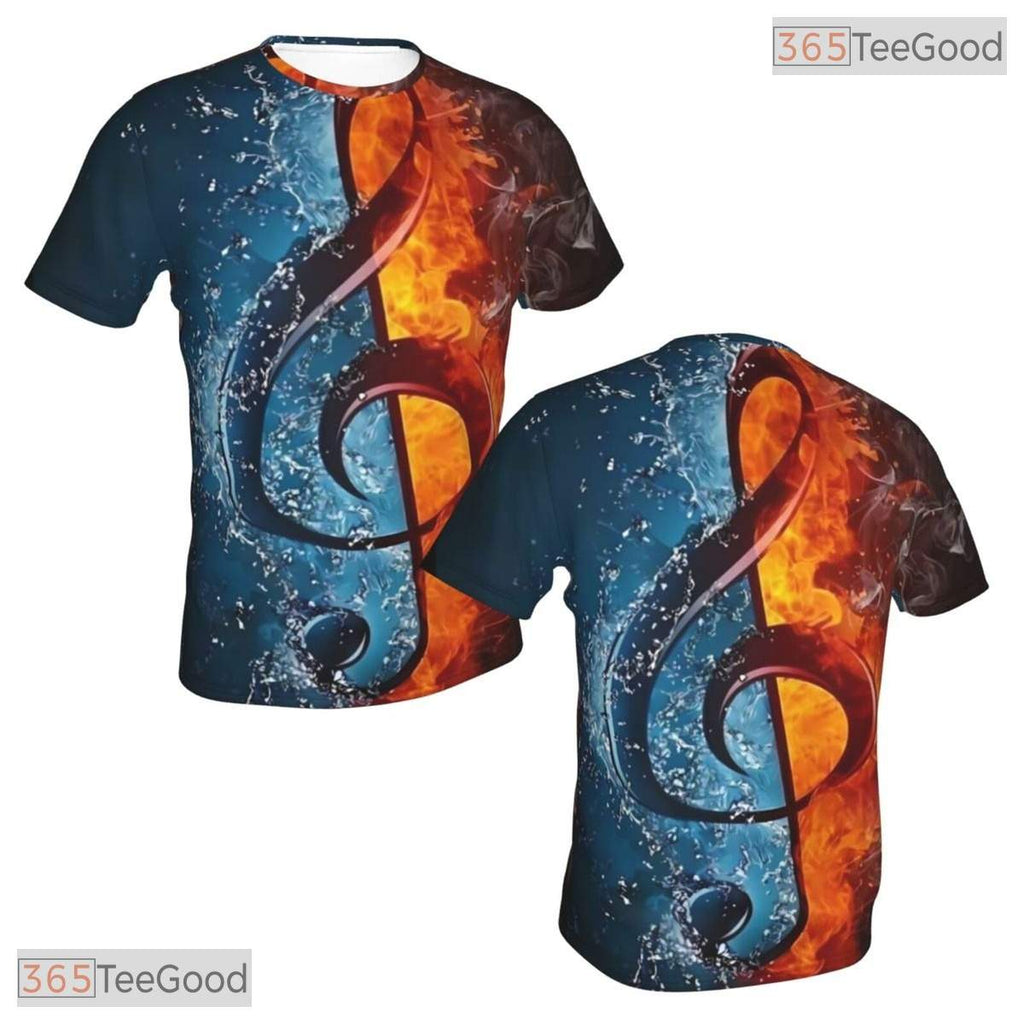 Music Notes Basketball Graphic Art 3D Printed Short Sleeve Unisex T-Shirt Tops Fun