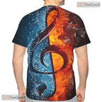 Music Notes Basketball Graphic Art 3D Printed Short Sleeve Unisex T-Shirt Tops Fun