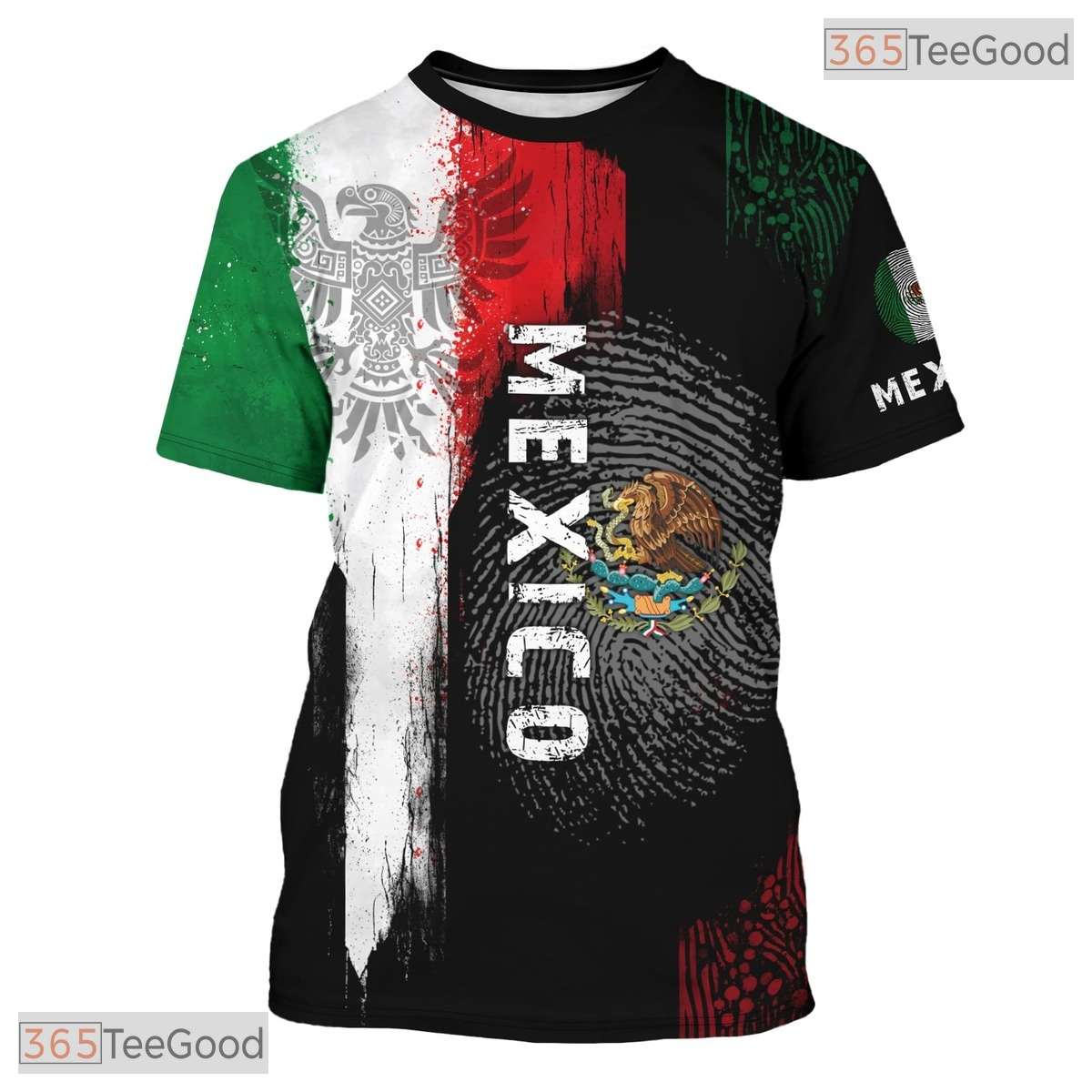 Black Mexico Flag Mexican Pride Graphic 3D Printed Casual Short Sleeve Unisex Tee