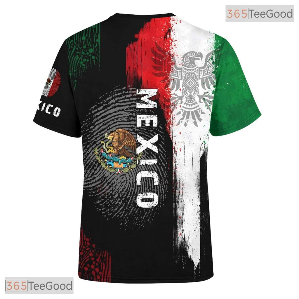 Black Mexico Flag Mexican Pride Graphic 3D Printed Casual Short Sleeve Unisex Tee