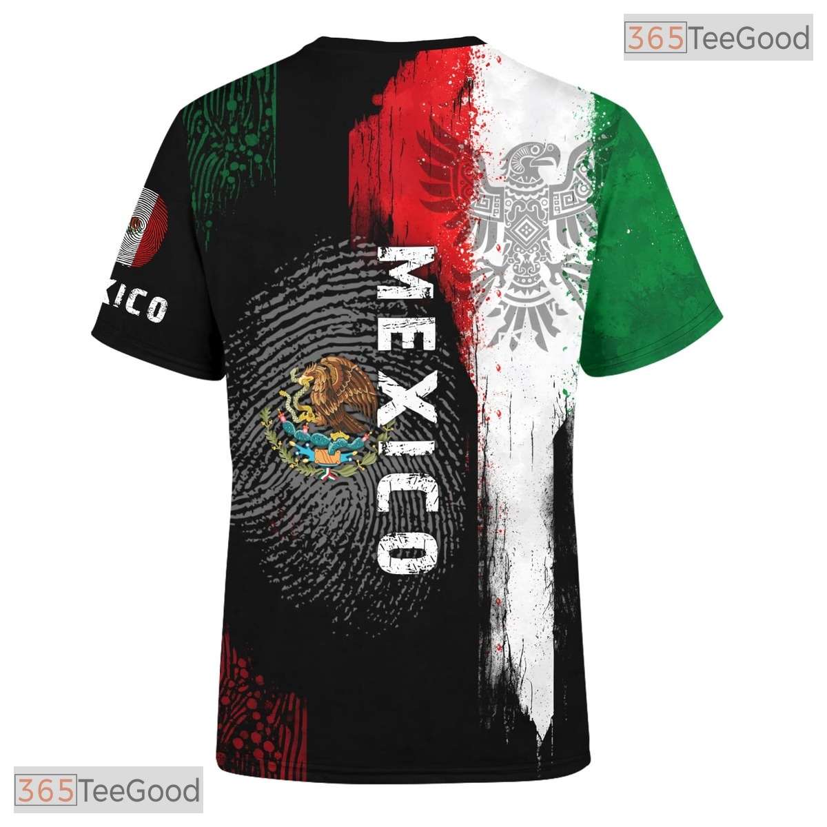 Black Mexico Flag Mexican Pride Graphic 3D Printed Casual Short Sleeve Unisex Tee
