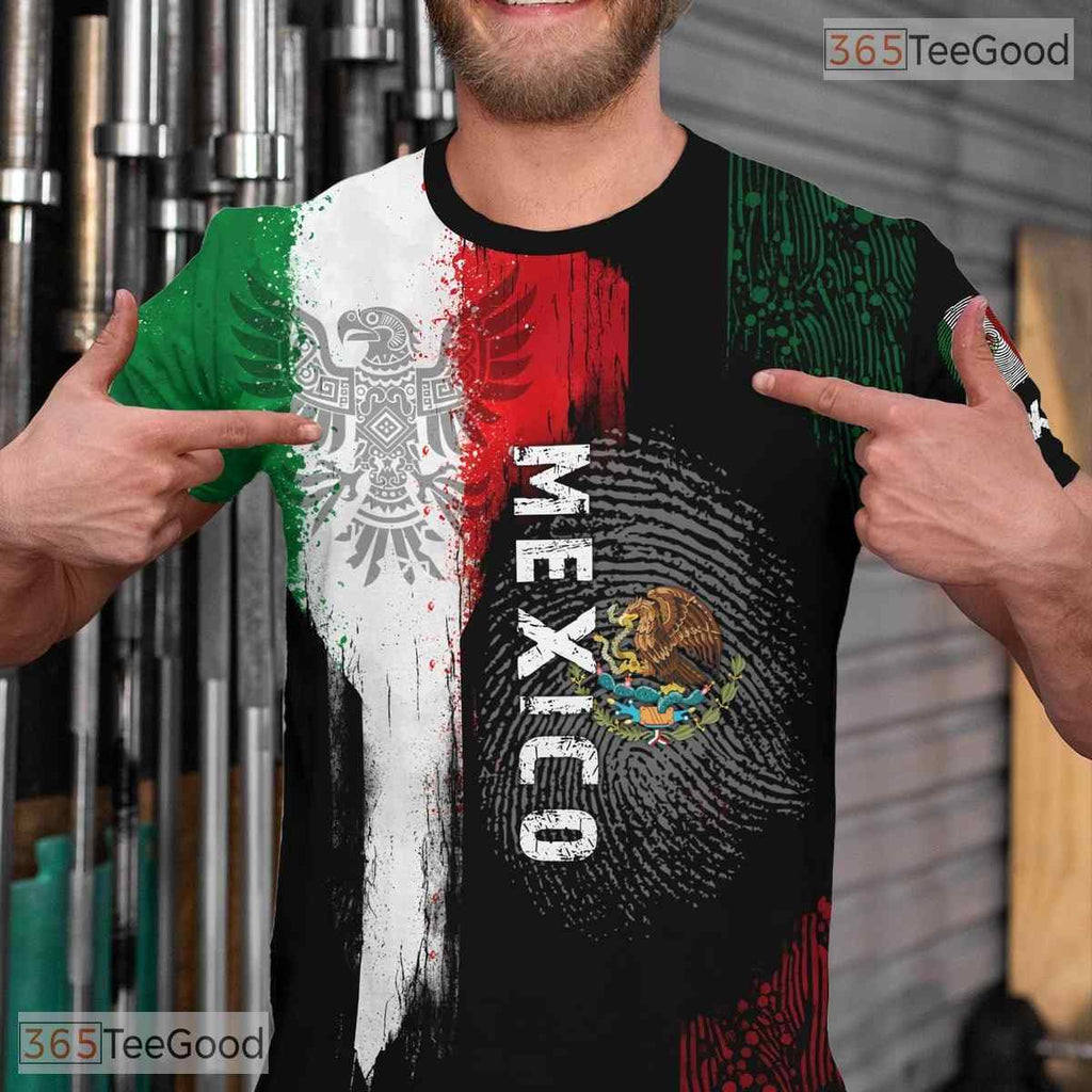 Black Mexico Flag Mexican Pride Graphic 3D Printed Casual Short Sleeve Unisex Tee