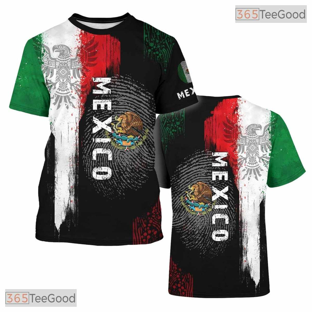 Black Mexico Flag Mexican Pride Graphic 3D Printed Casual Short Sleeve Unisex Tee