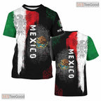 Black Mexico Flag Mexican Pride Graphic 3D Printed Casual Short Sleeve Unisex Tee