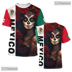 Black Red Mexico Flag Mexican Pride 3D Graphic Printed Casual Unisex Tee Shirts