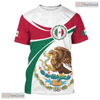 Red Green Mexico Flag Mexican Pride 3D Graphic Printed Casual Unisex Tee Shirt