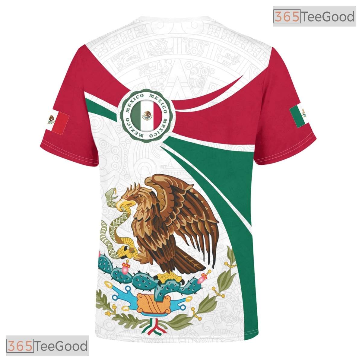 Red Green Mexico Flag Mexican Pride 3D Graphic Printed Casual Unisex Tee Shirt