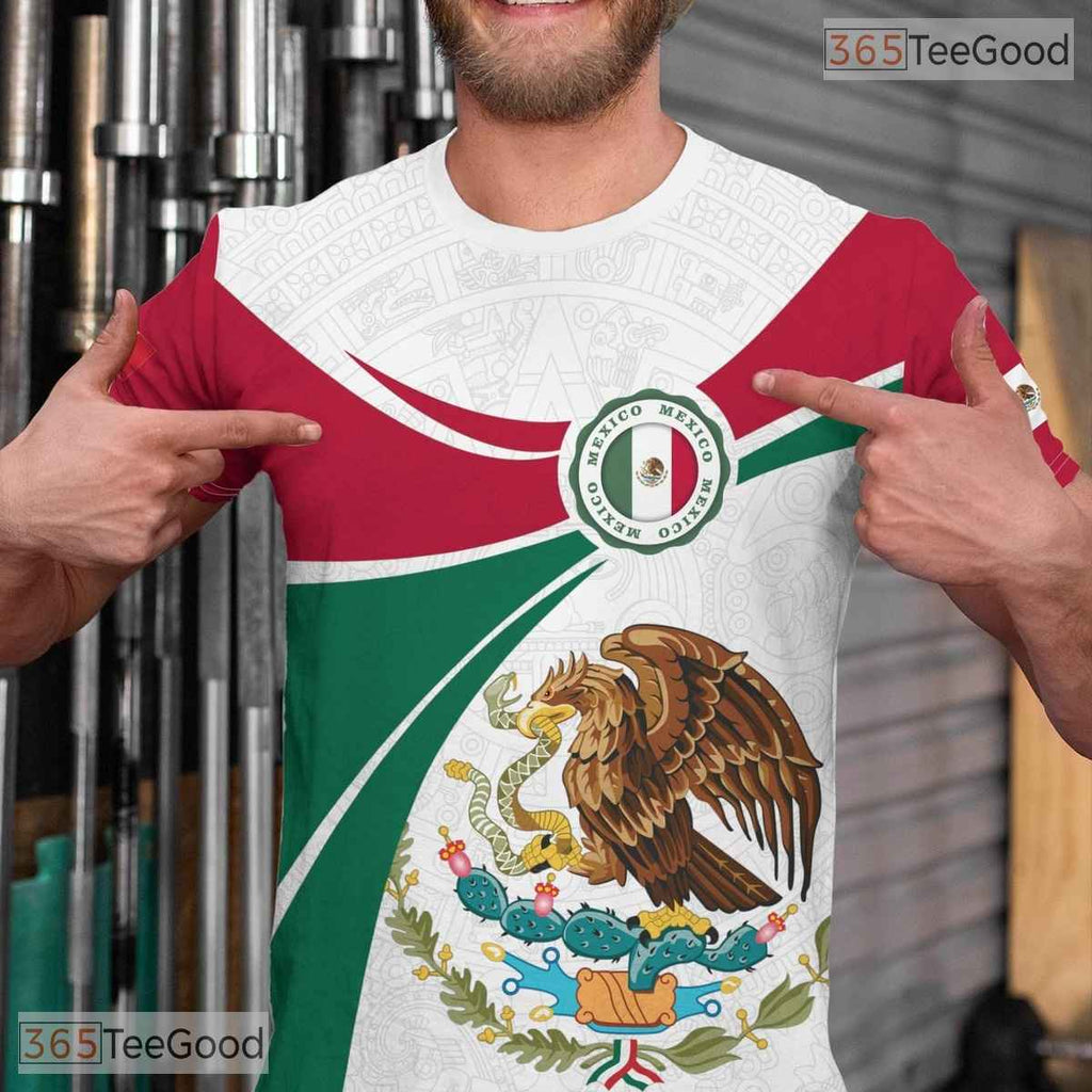 Red Green Mexico Flag Mexican Pride 3D Graphic Printed Casual Unisex Tee Shirt