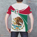 Red Green Mexico Flag Mexican Pride 3D Graphic Printed Casual Unisex Tee Shirt