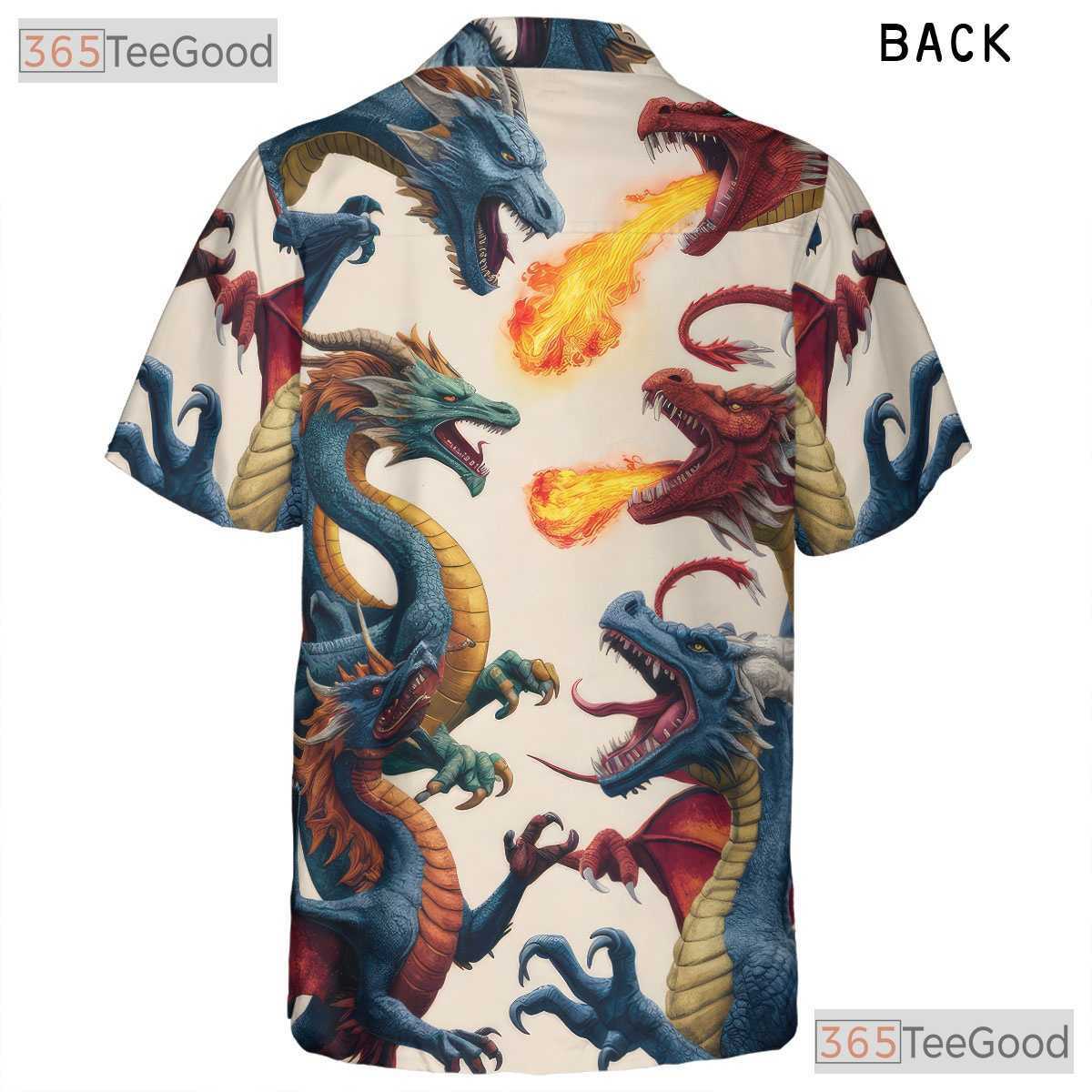 Mythical Fantasy Dragon Print Hawaiian Tee Unisex Summer Beach Vacation Outfit