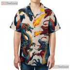 Mythical Fantasy Dragon Print Hawaiian Tee Unisex Summer Beach Vacation Outfit