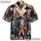 Nautical Map Pirate Cat Hawaiian Shirt- Unisex Steampunk Feline Vacation Top