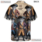 Nautical Map Pirate Cat Hawaiian Shirt- Unisex Steampunk Feline Vacation Top