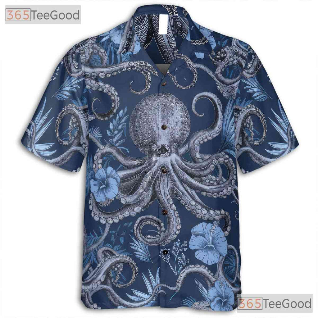 Nautical Octopus Marine Life Hawaiian Shirt Unisex Coastal Summer Wear Tee