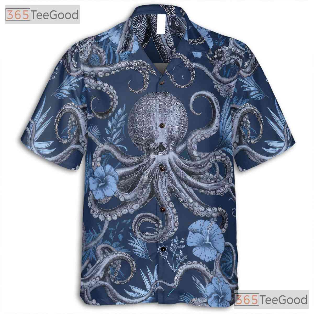 Nautical Octopus Marine Life Hawaiian Shirt Unisex Coastal Summer Wear Tee