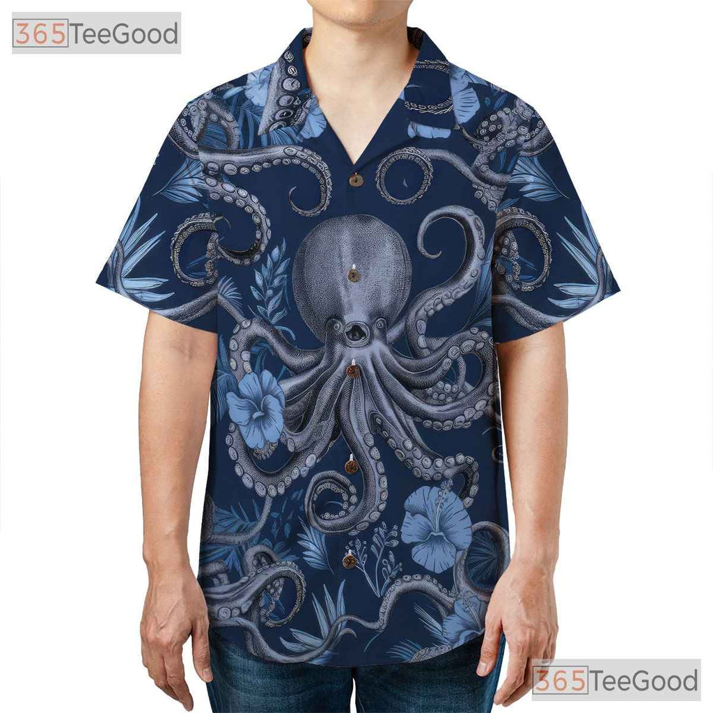 Nautical Octopus Marine Life Hawaiian Shirt Unisex Coastal Summer Wear Tee