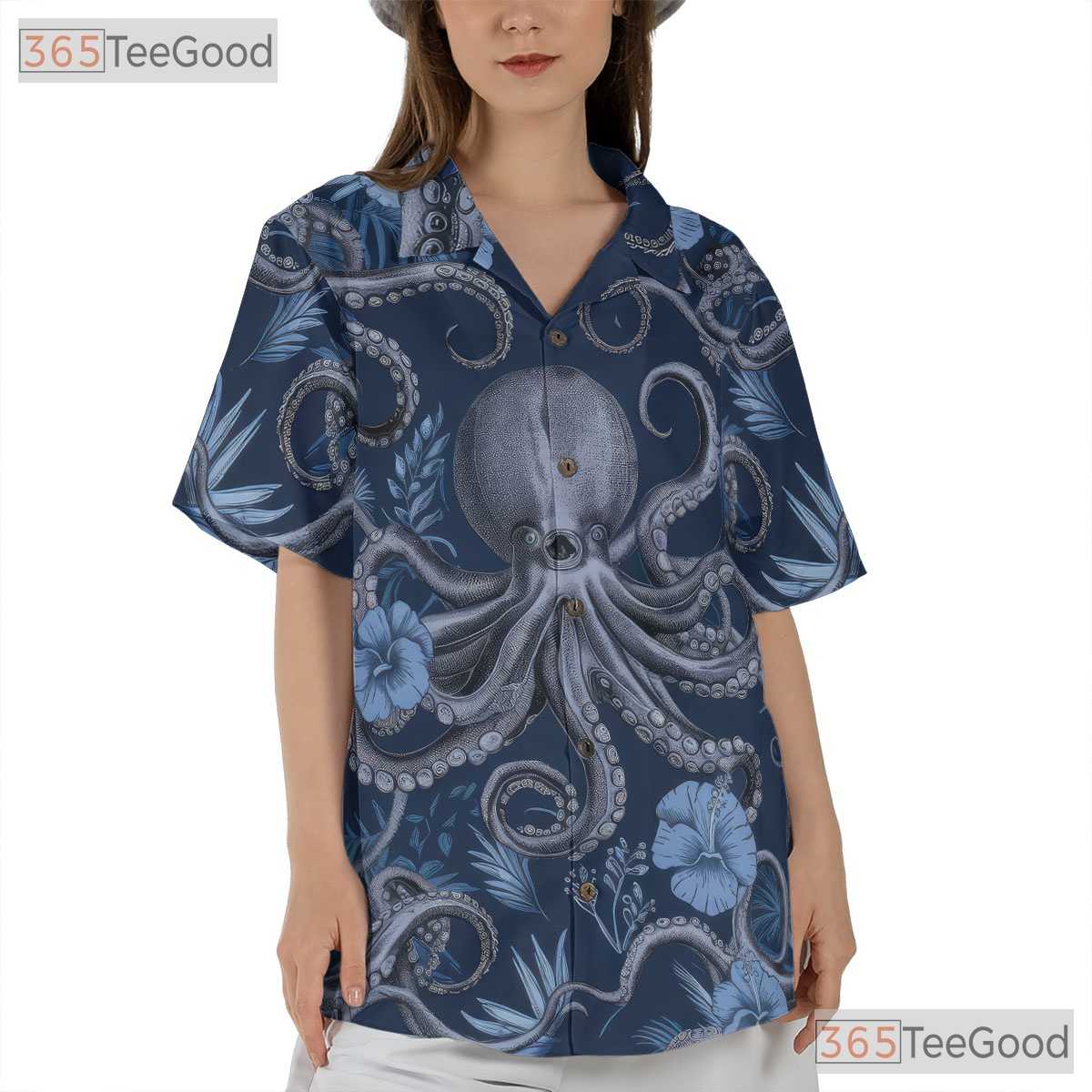 Nautical Octopus Marine Life Hawaiian Shirt Unisex Coastal Summer Wear Tee