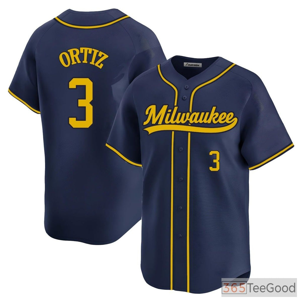Navy Baseball Jersey Tee - Stitched Custom Player & Team Name Number Design