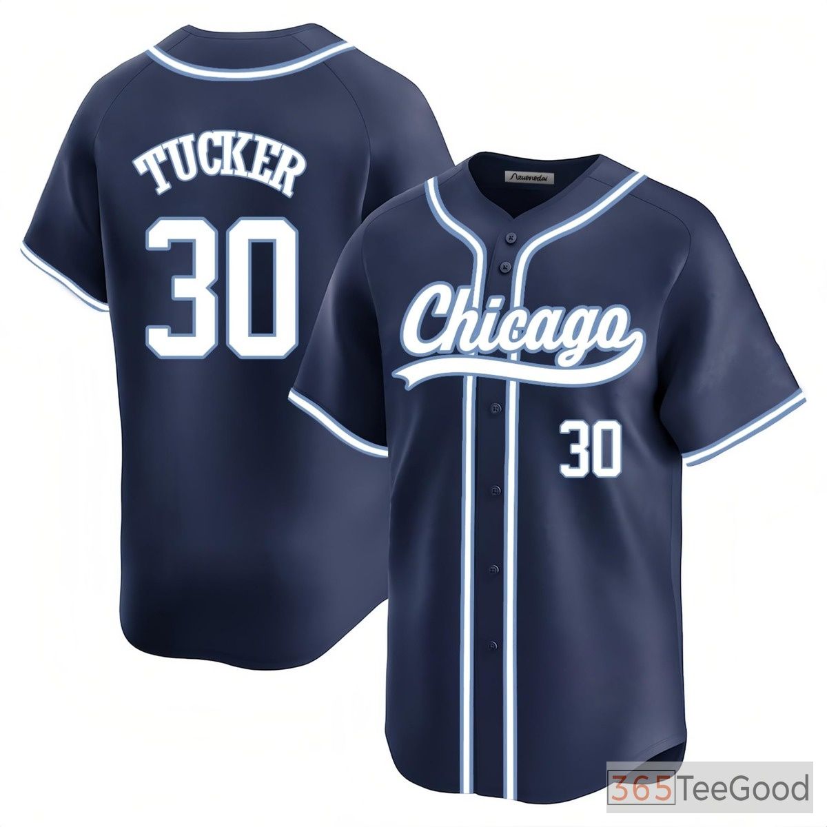 Navy Baseball Jersey Tee - Stitched Custom Name, Number & Team Player Look
