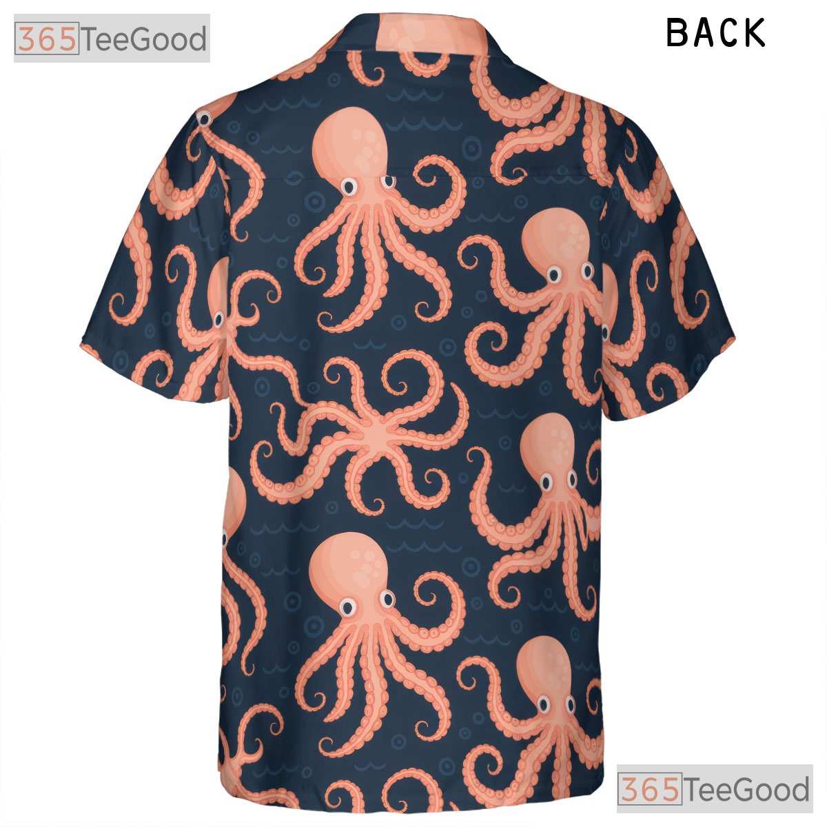 Navy Blue Ocean Octopus Hawaiian Shirt- Unisex Vintage Coastal Beachwear Tee