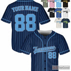 Navy Blue Piped Baseball Jersey - Personalize with Your Name, Number, or Logo