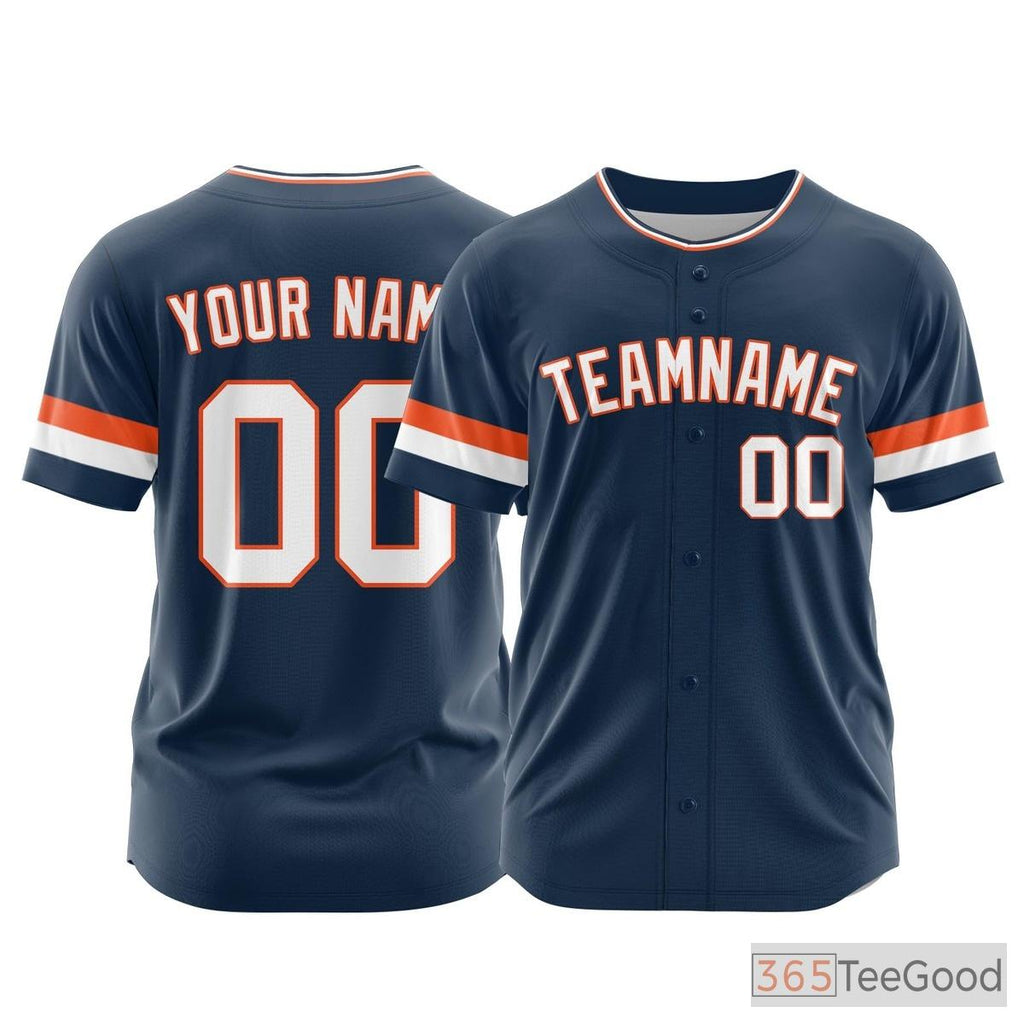 Navy Custom Baseball Jersey Button Down Personalized Unisex Stitched Sports Uniforms