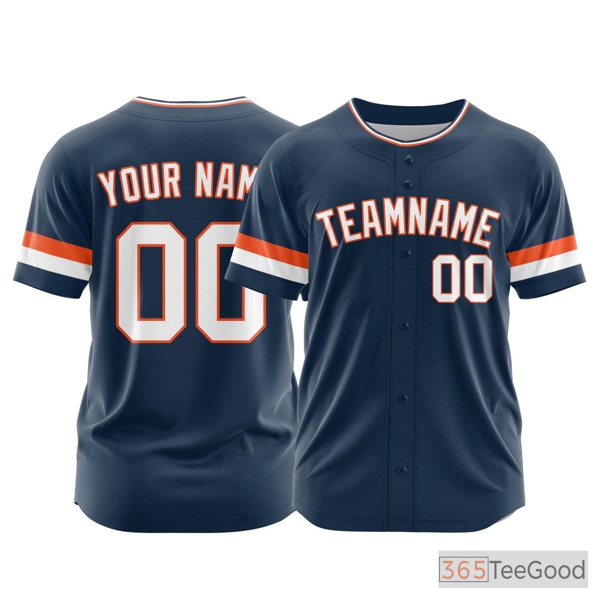Navy Custom Baseball Jersey Button Down Personalized Unisex Stitched Sports Uniforms