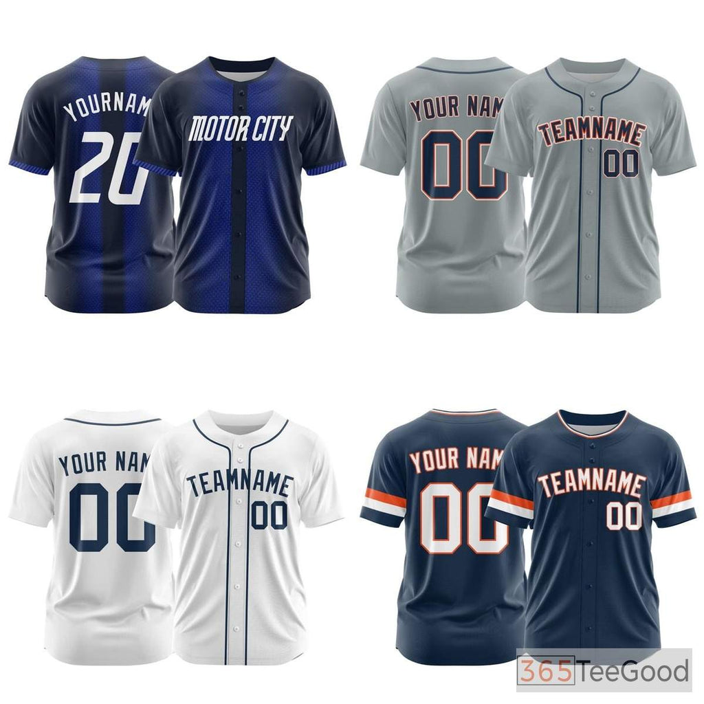 Navy Custom Baseball Jersey Button Down Personalized Unisex Stitched Sports Uniforms