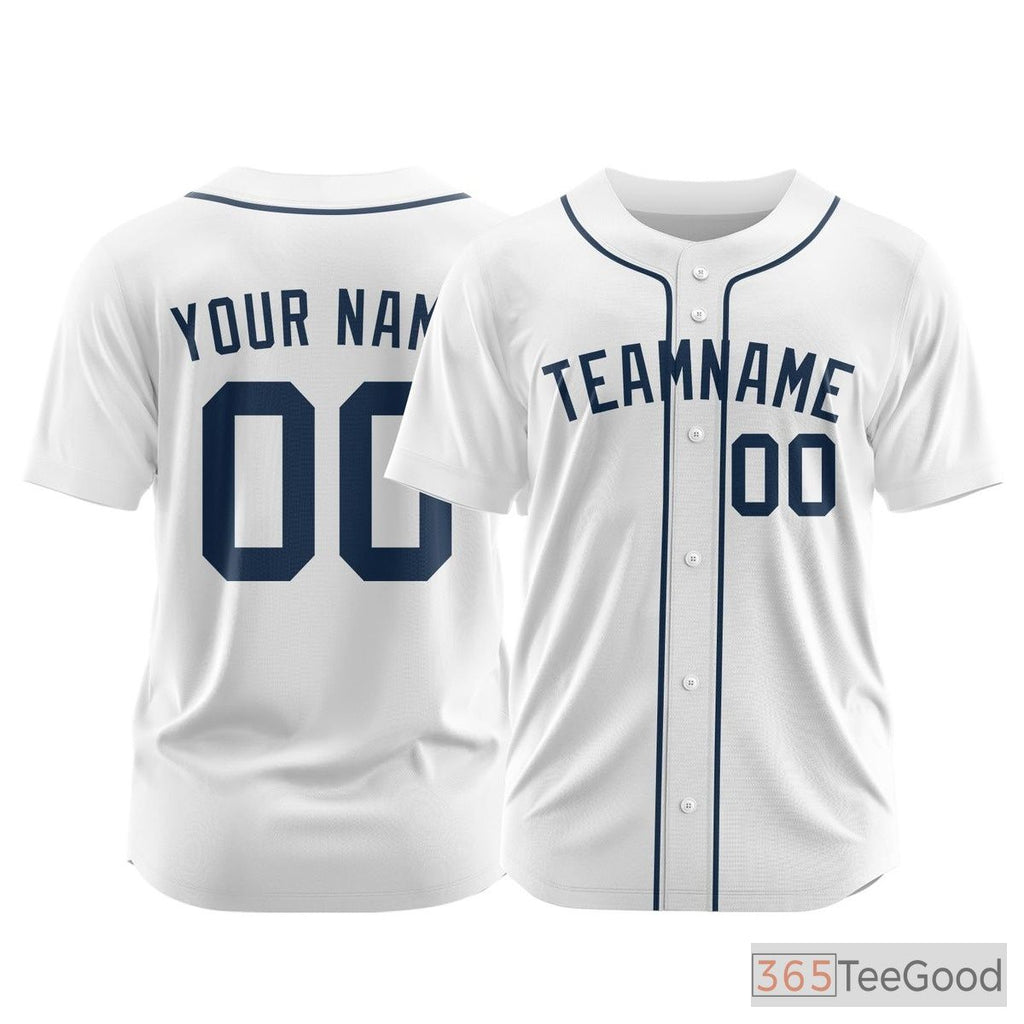 Navy Custom Baseball Jersey Button Down Personalized Unisex Stitched Sports Uniforms