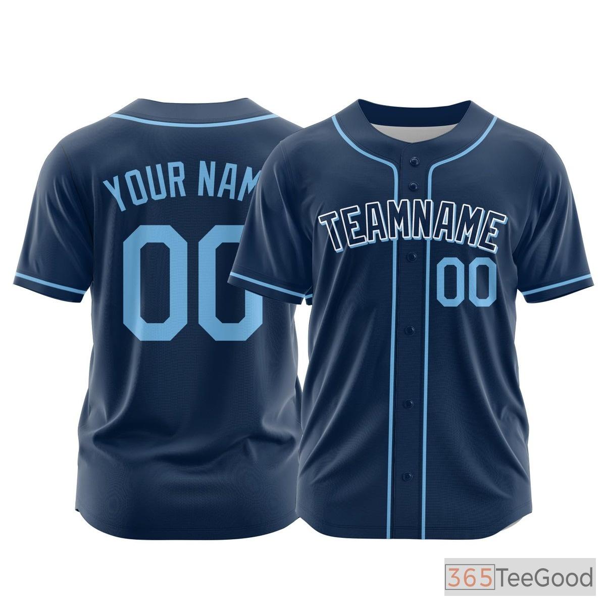 Navy Custom Baseball Jersey Tee - Stitched Name & Number Personalization for Men & Women