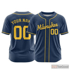 Navy Custom Baseball Jersey Tee - Personalized Stitched Name & Number for Men & Women
