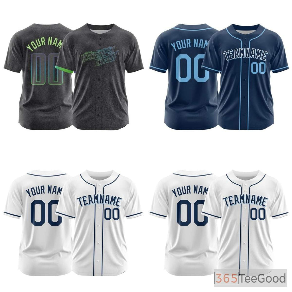 Navy Custom Baseball Jersey Tee - Stitched Name & Number Personalization for Men & Women