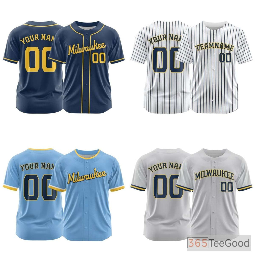 Navy Custom Baseball Jersey Tee - Personalized Stitched Name & Number for Men & Women